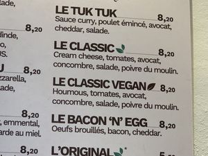 Vegan option with the gray leave (the green one is vegetarian)  at Green Bagel Café in Aix-les-bains