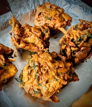 Freshly cooked Pakora at Artcore Cafe in Derby