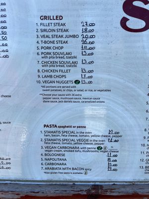 Vegan Nuggets + Pasta at Stamatis Restaurant - Bar in Corfu