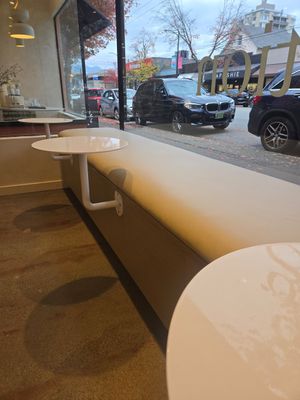 Lots of seating. Window seating pictured here. at A Living Wage Cafe at Fable in Vancouver