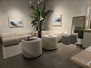 One of the seating areas at A Living Wage Cafe at Fable in Vancouver