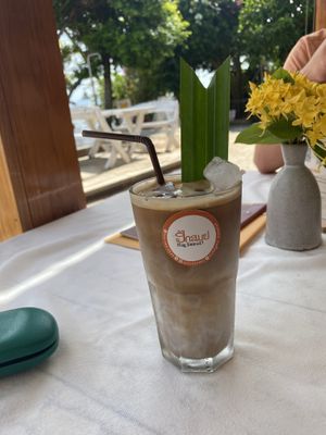 Iced latte  at Cafe KOB Seaside in Koh Samui