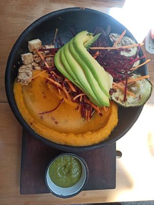 Quinoa bowl with pumpkin puree at Lulo Bar in Santa Marta
