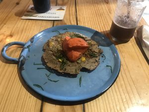  Very filling buckwheat pancake. at Lulo Bar in Santa Marta