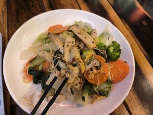 Stir fried noodles with veggies at Moon Coffee and Restaurant in Hoi An