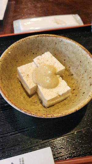 Cold tofu with miso sesame wasabi paste at Shika-Jaya in Hakone