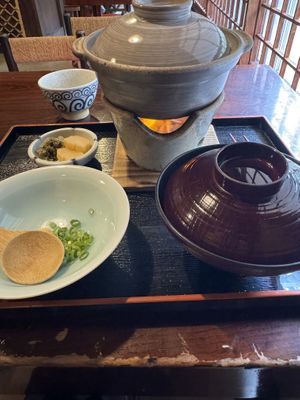 Third main tofu course with rice and pickled veggies  at Shika-Jaya in Hakone
