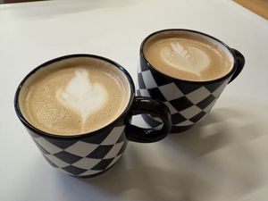 Pumpkin spice oat milk latte and dirty chai oat milk lattee  at Telescope Coffee  in San Francisco