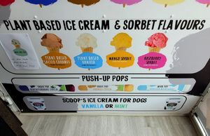 Vegan Soft Serve Sign at Dollop! Ice Cream Parlour in Llandudno