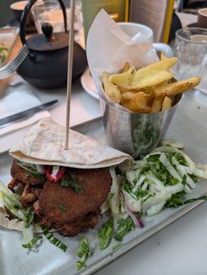 Sweet potato fritter and miso jackfruit wrap at Herringbone - Abbeyhill in Edinburgh