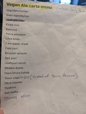 Vegan specific items at Turmerica By Tanvi Modi in Sterling