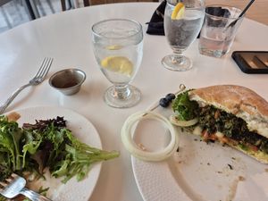 This much was left after I ate half this wonderful vegan burger. at Solstice Kitchen & Cocktails in Wrightsville Beach