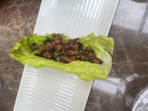 Lettuce with plants based mince  at Shu in Collingwood