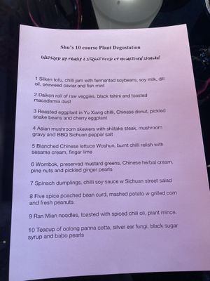 Menu from when we went. Your mileage may vary!  at Shu in Collingwood