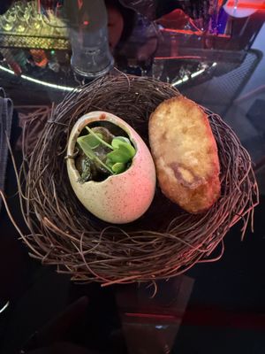 Roasted eggplant in pickled chili pastee  at Shu in Collingwood