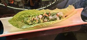 Salted mustard green with watercress pesto   at Shu in Collingwood