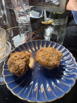 Steamed chickpea bao, shiitake mince   at Shu in Collingwood