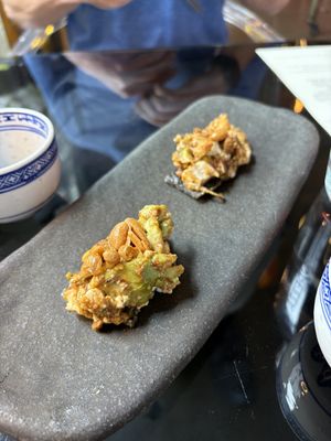 Silken tofu, avocado, black sesame crackers  at Shu in Collingwood