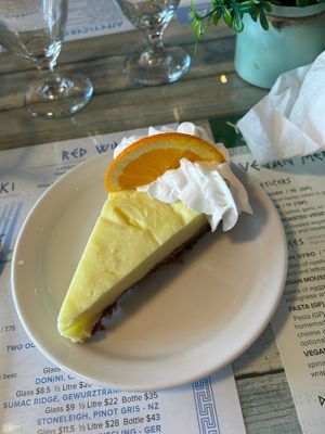 Lemon tart at Yiamas Greek Taverna in Courtenay