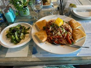 Pasta with pitta at Yiamas Greek Taverna in Courtenay