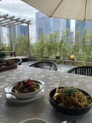 Tom yum fried rice and mushroom tofu dish  at Pengsushushi Restaurant in Shenzhen