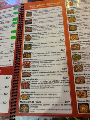 This whole menu section is vegan, plus there are vegan appetizers! at Punjabi Rasoi  in Cuenca
