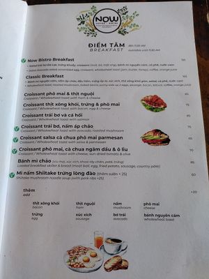 Toast with avocado and soups can made vegan. Coffee with almond milk at NOW Coffee - Bistro in Da Lat