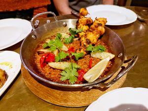 Chicken paella  at Le Basque in New York City