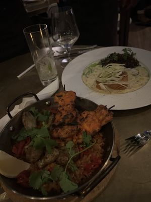 Chicken Paella and Salmon dish   at Le Basque in New York City