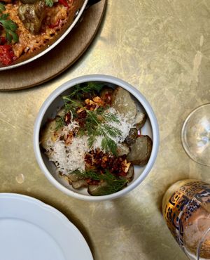 Scorched confit sunchoke  at Le Basque in New York City