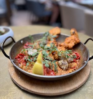 Grilled chik’n paella  at Le Basque in New York City