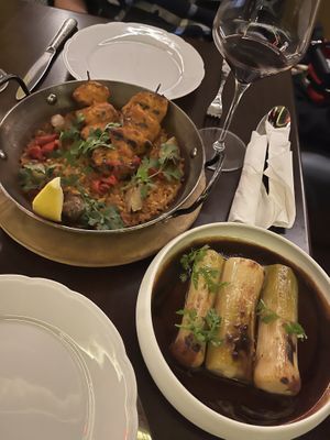 The paella was outstanding and the charred leeks were like butter!   at Le Basque in New York City