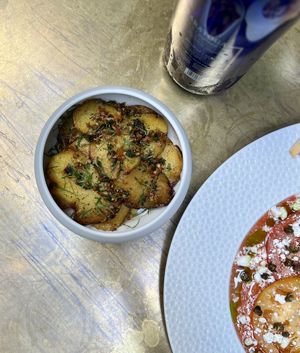 Smashed Yukon potatoes   at Le Basque in New York City