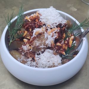 Scorched Confit Sunchoke at Le Basque in New York City