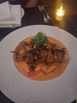 Romesco chicken pintxo at Le Basque in New York City