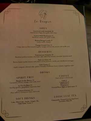 Menu  at Le Basque in New York City
