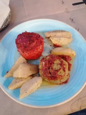 Stuffed vegetables with rice at Archontariki Taberna in Kalampaka