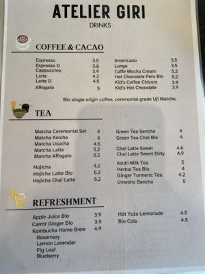 Menu April 2025  at Atelier Giri in Arnhem