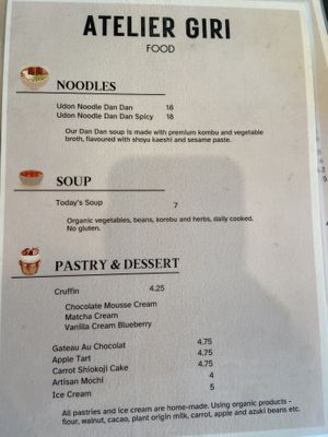 Menu April 2025  at Atelier Giri in Arnhem