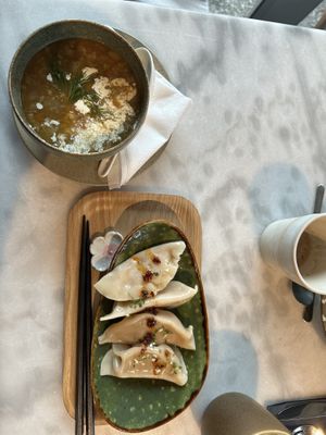Soup of the day and dumplings  at Atelier Giri in Arnhem