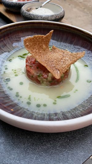 Vegetable tartare with melon gazpacho  at Jardi d'Artà in Mallorca