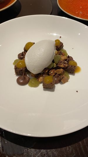Coconut sorbet, chocolate, maracuja, mint, nuts  at Tapas Bar - Cap Vermell Grand Hotel in Mallorca