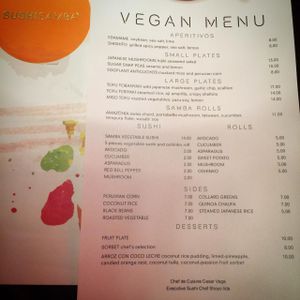 Vegan Menu at SushiSamba in Miami Beach