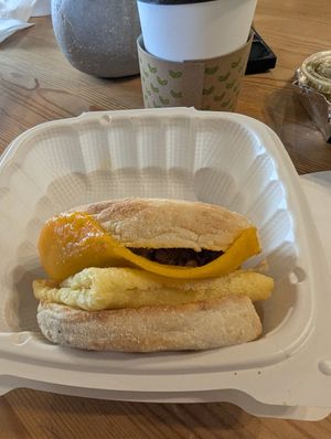 Vegan breakfast sandwich at The Grind Cafe in Vallejo