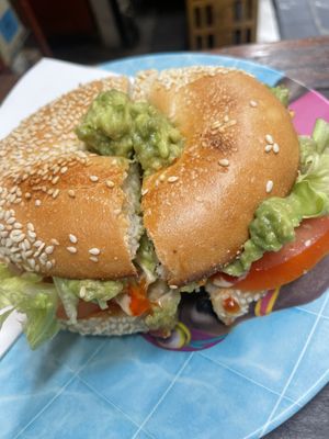 Vegan crunch bagel   at Jungle Juice Bar in Melbourne
