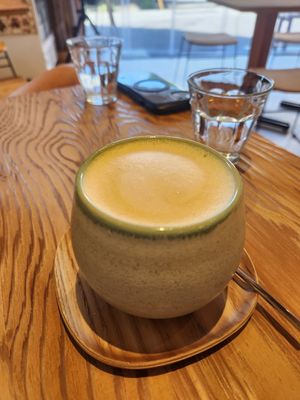 Golden latte at VEGAN CAFE MALINKA in Kyoto