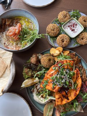 Vegan platter, falafel and foul  at Arabisk Restaurant in Innsbruck