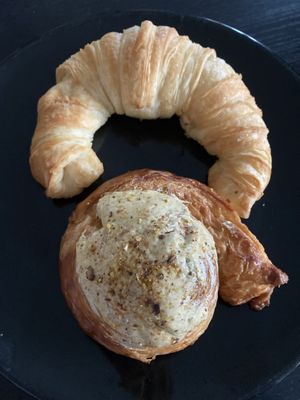 Croissant and pistachio roll  at Che Vegan Café in Madrid