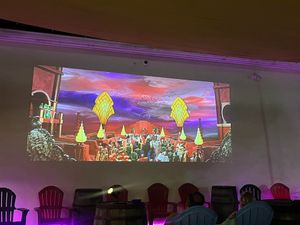 Movies and Live sports on the giant outdoor screen at Southernmost Pint Brewpub - Blast Beer Company Brewery in Key West