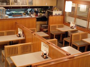The atmosphere of a traditional Japanese set meal restaurant. at Suisha - AQ'A Hiroshima Center (生そば食事処 水車 アクア広島バスセンター街店) in Hiroshima